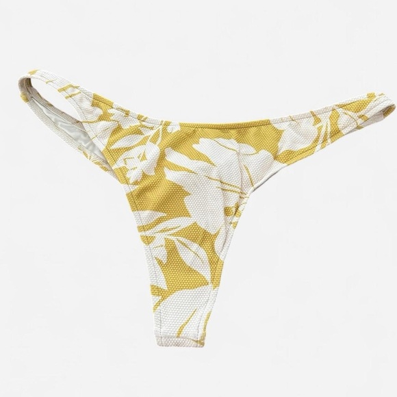 L*space rylee yellow palm print high cut cheeky bikini bottoms sz Large - Picture 3 of 5